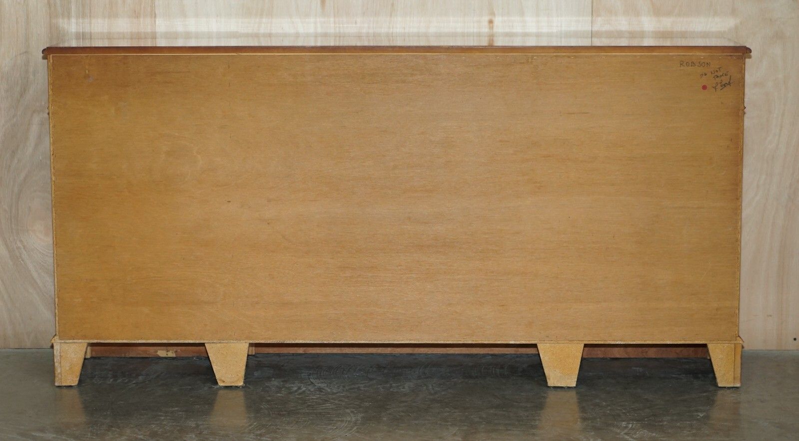 photo for sale Vintage Burr Yew Wood Breakfront Sideboard With Four Drawers & Original Key