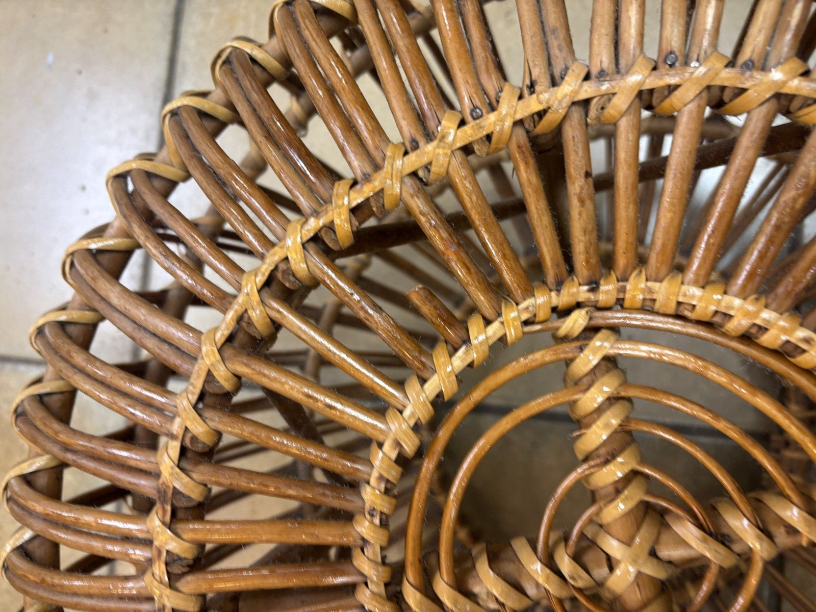 photo furniture Mid Century Franco Albini Lobster Pot Rattan Footstool