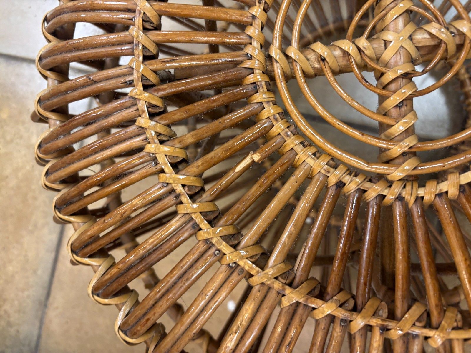 photo for sale Mid Century Franco Albini Lobster Pot Rattan Footstool
