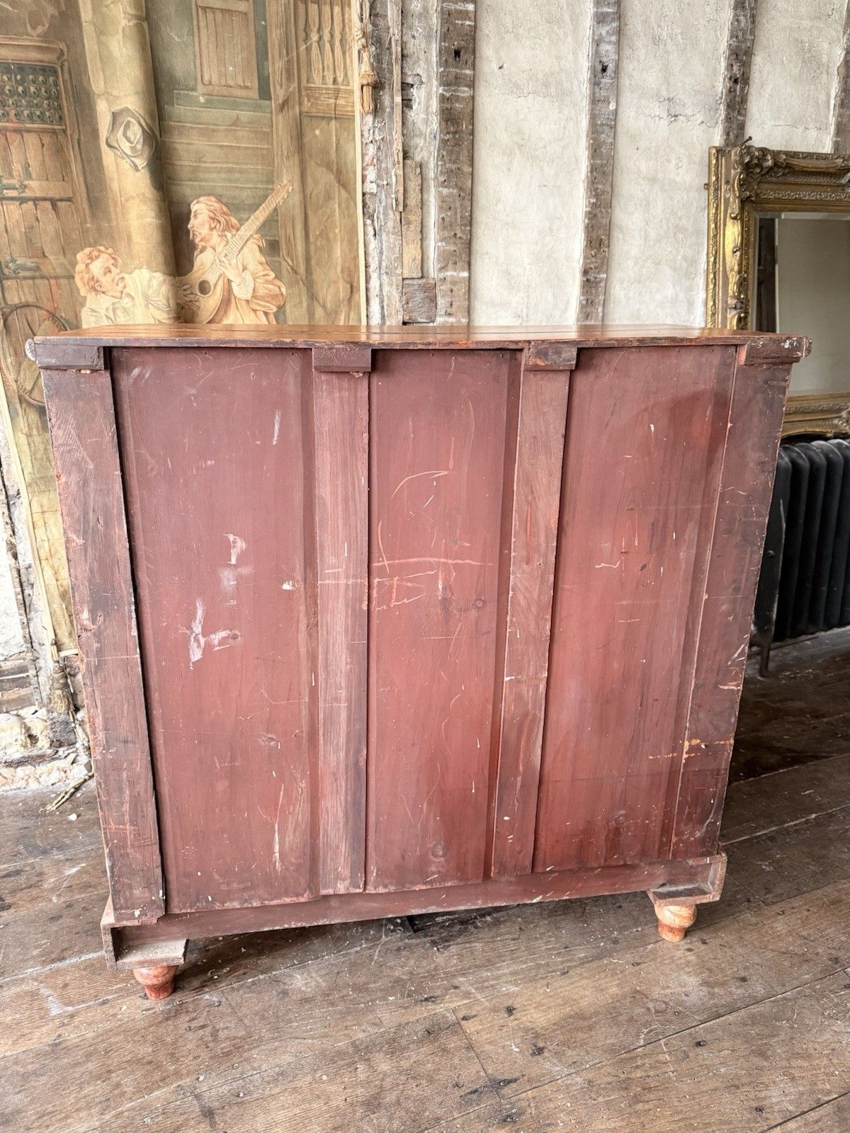 Furniture Scottish Original Antique Pine Barley Twisted Rustic Chest Of Drawers C1840 photo