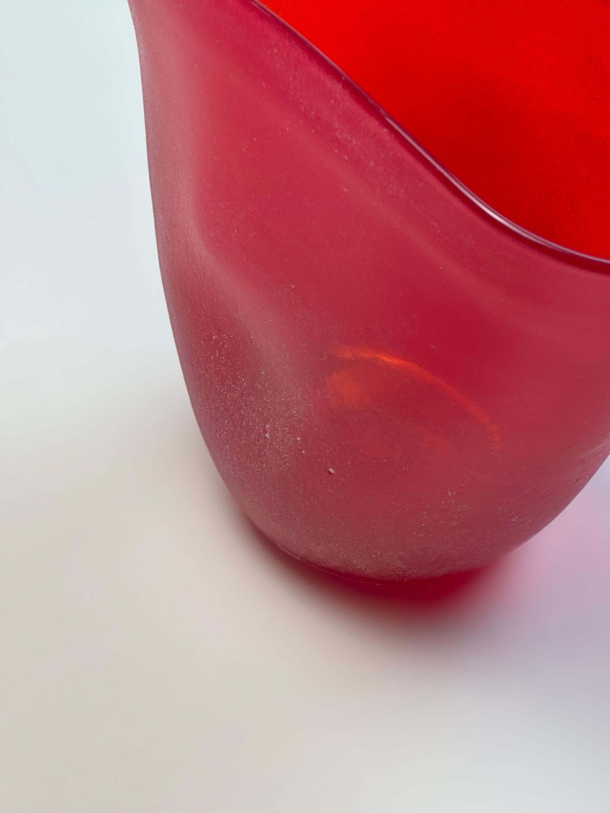 Postmodern Italian Scavo Vase, Red Studio Glass, 1990s photo Home Decor