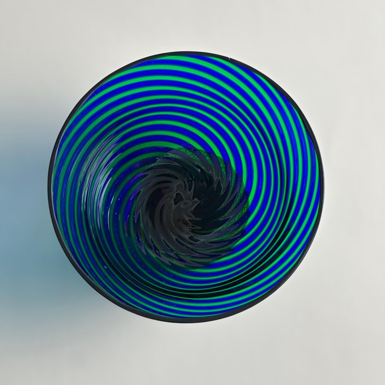 Murano Glass Bowl In Green And Blue Filigrana Stripes, Italy, 1970s photo Home Decor