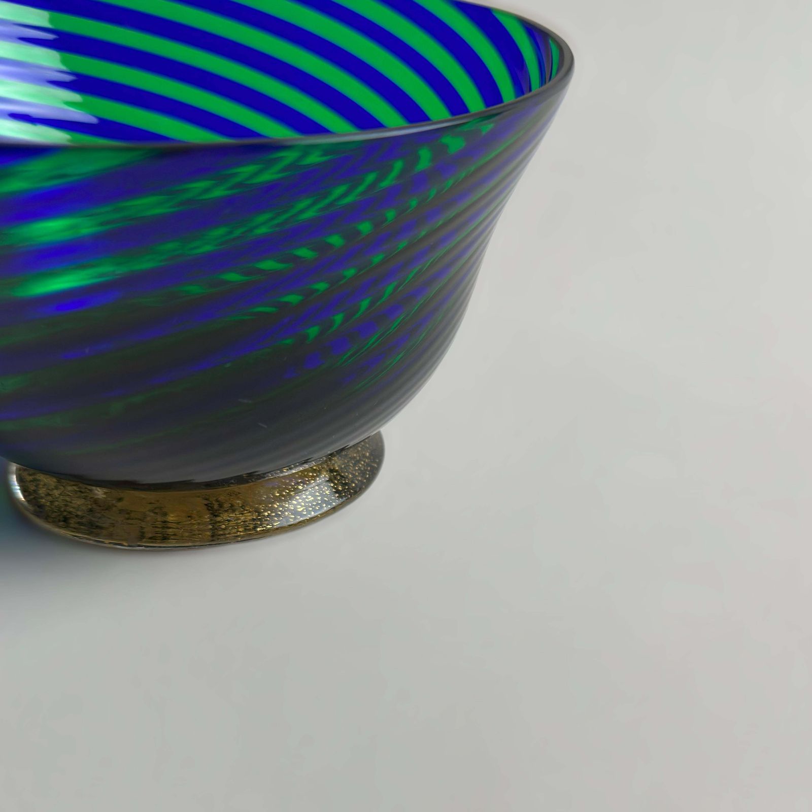 Murano Glass Bowl In Green And Blue Filigrana Stripes, Italy, 1970s photo 400.0
