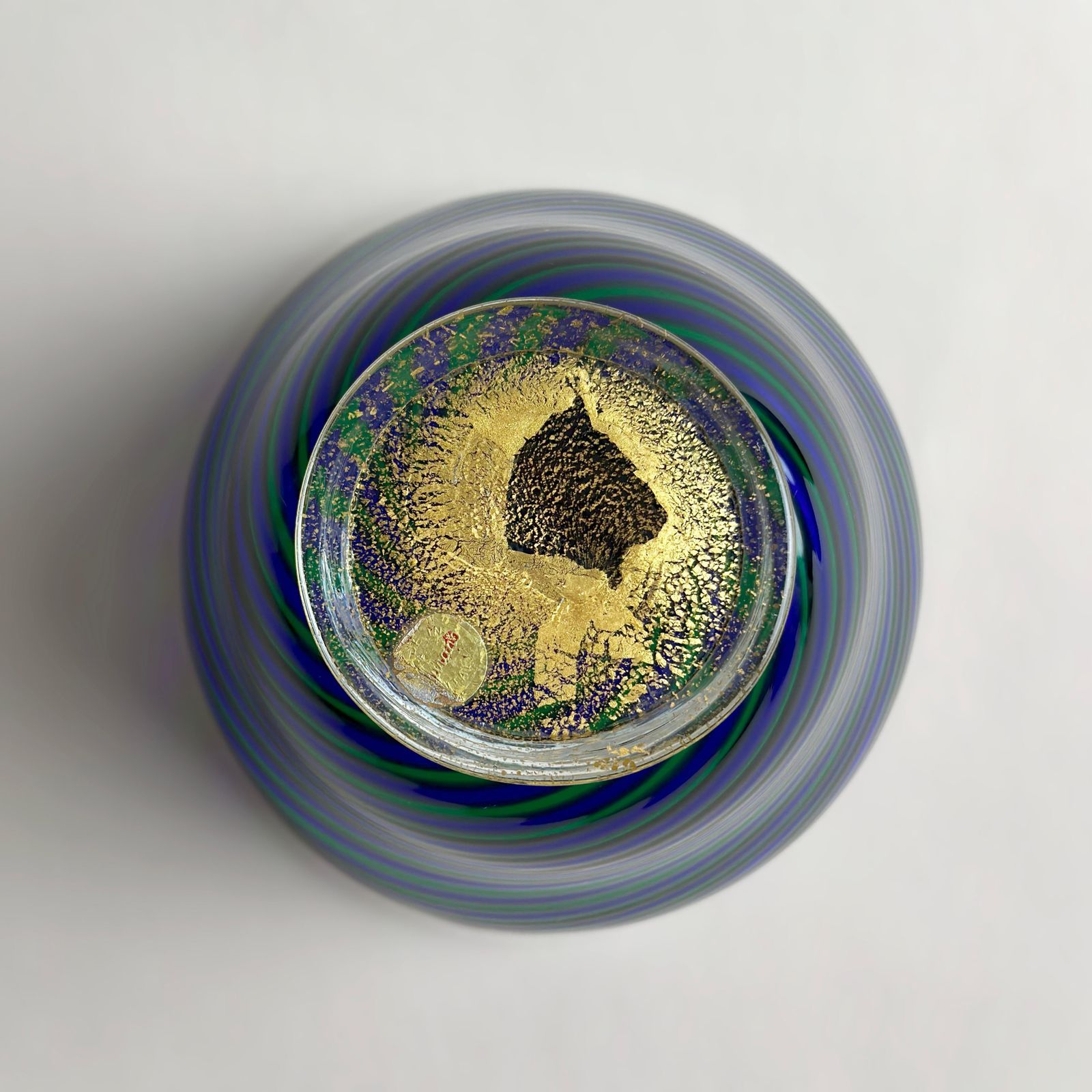 Murano Glass Bowl In Green And Blue Filigrana Stripes, Italy, 1970s photo vinterior