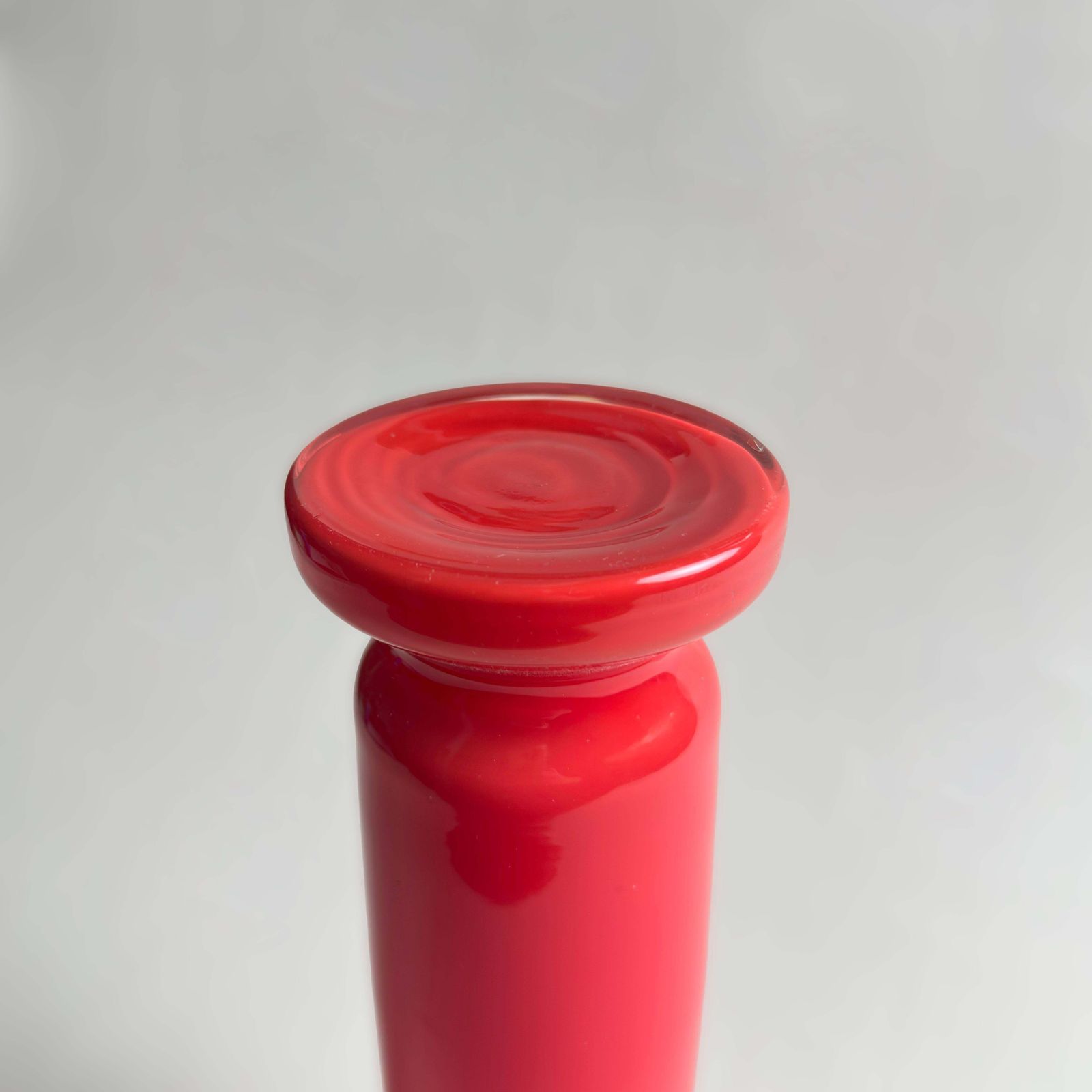 1970s Empoli Red And White Cased Glass Vase, Italy photo buy