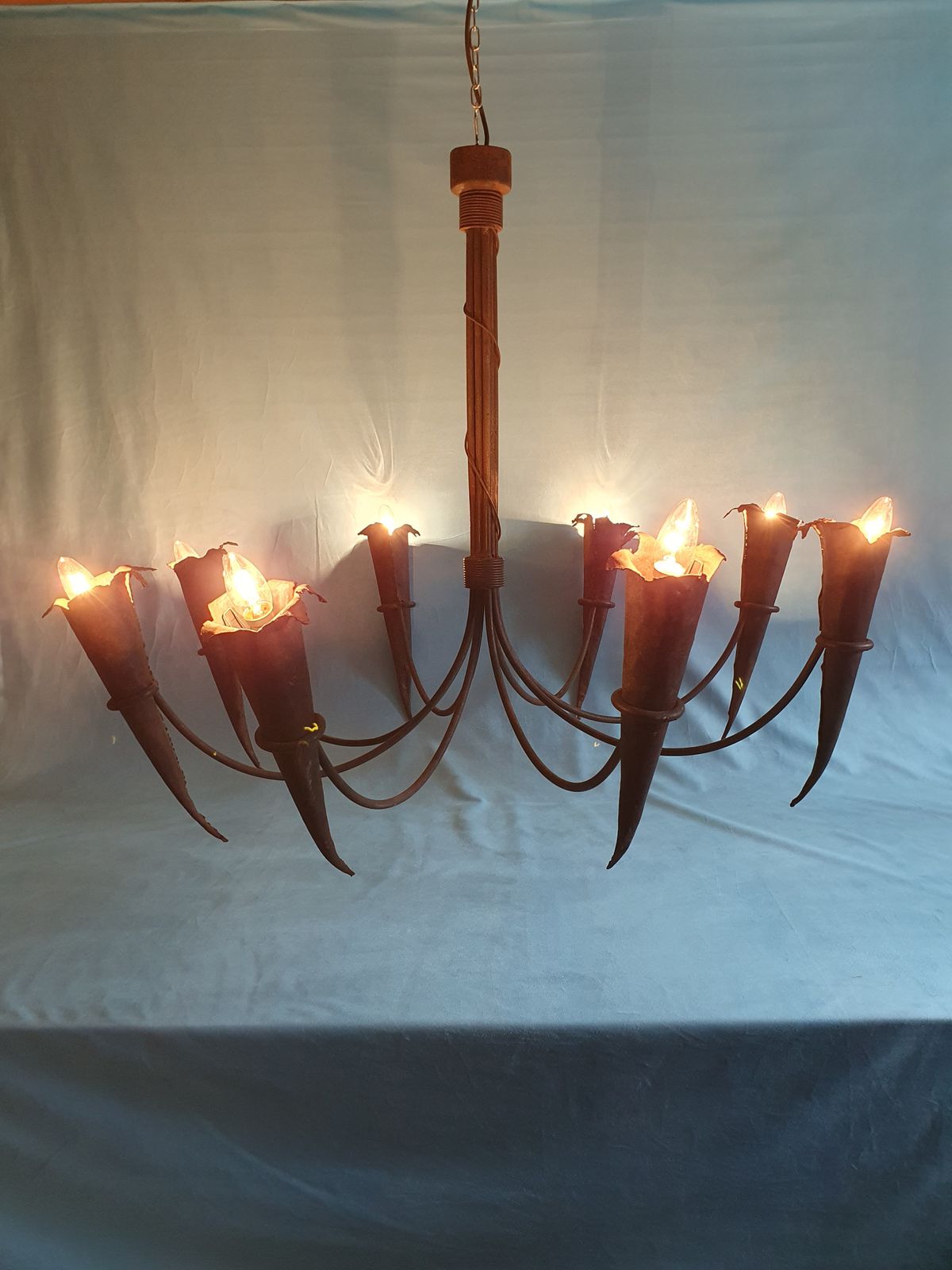 Large Metal Gothic Style Chandelier With Chalice Ends And Eight Arms 43" photo furniture