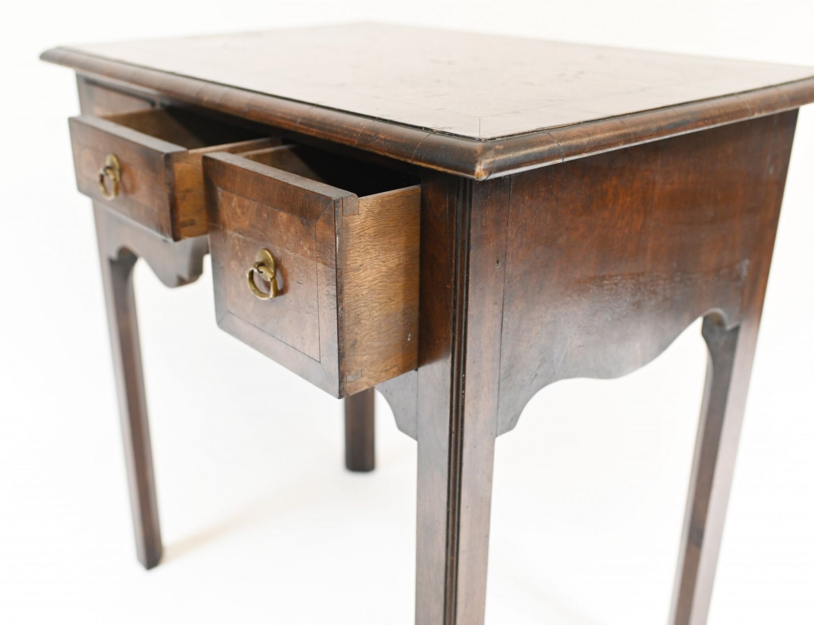 Queen Anne Low Boy Elm Wood Table 1820 photo vintage