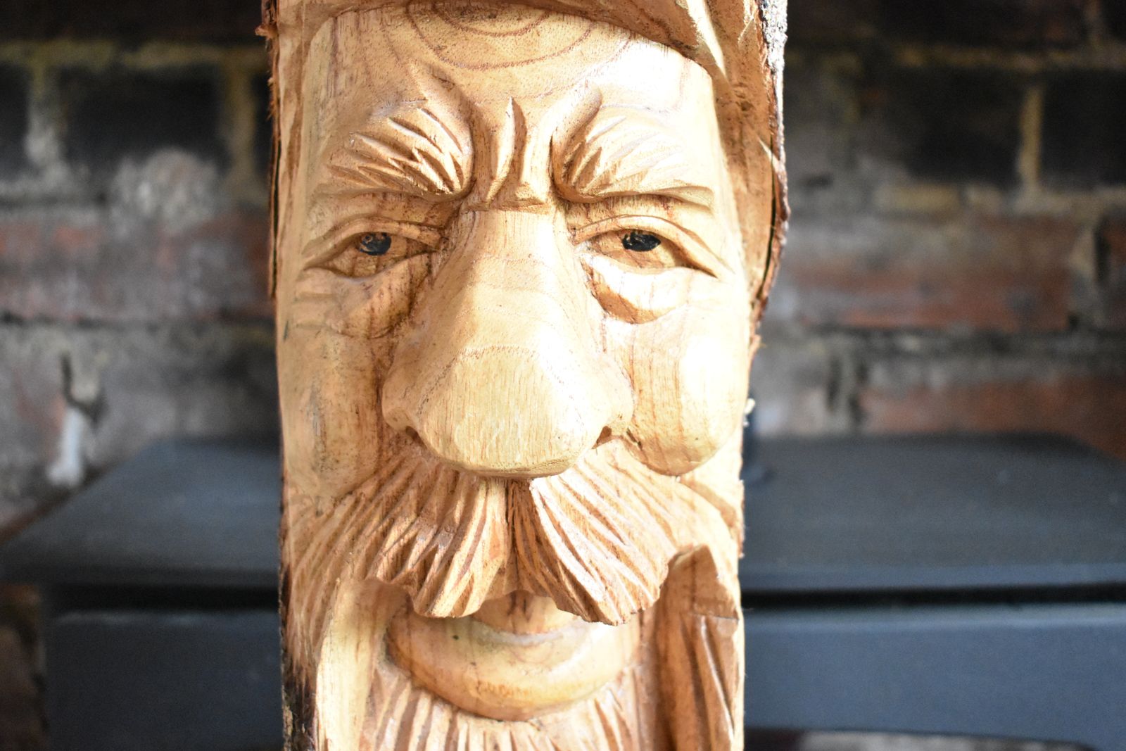Large Wooden Hand Carved Green Man Wood Spirit Log Tree Decorative Statue photo for sale
