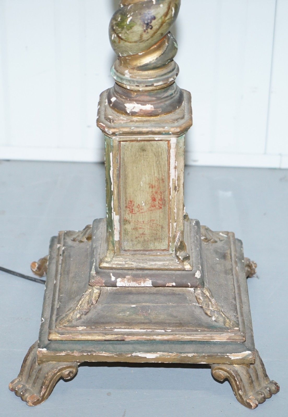 Rare Victorian Hand Painted Italian Venetian Uplighter Floor Standing Lamp photo vinterior