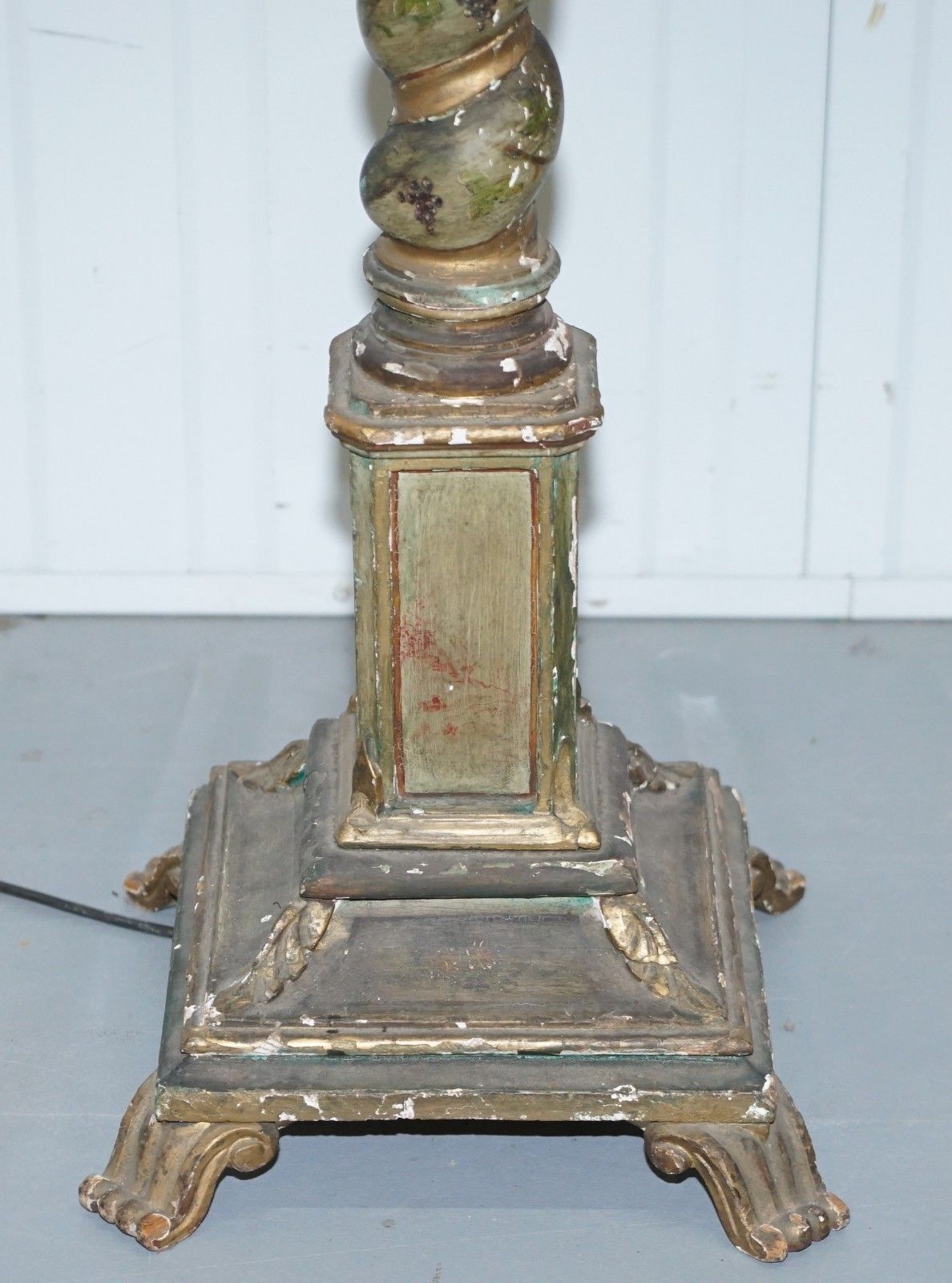 Rare Victorian Hand Painted Italian Venetian Uplighter Floor Standing Lamp photo vintage