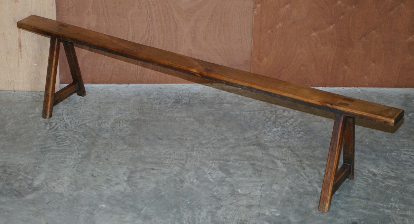 Pair Of Antique Victorian Fruitwood Trestle Benches For Long Dining Tables photo furniture