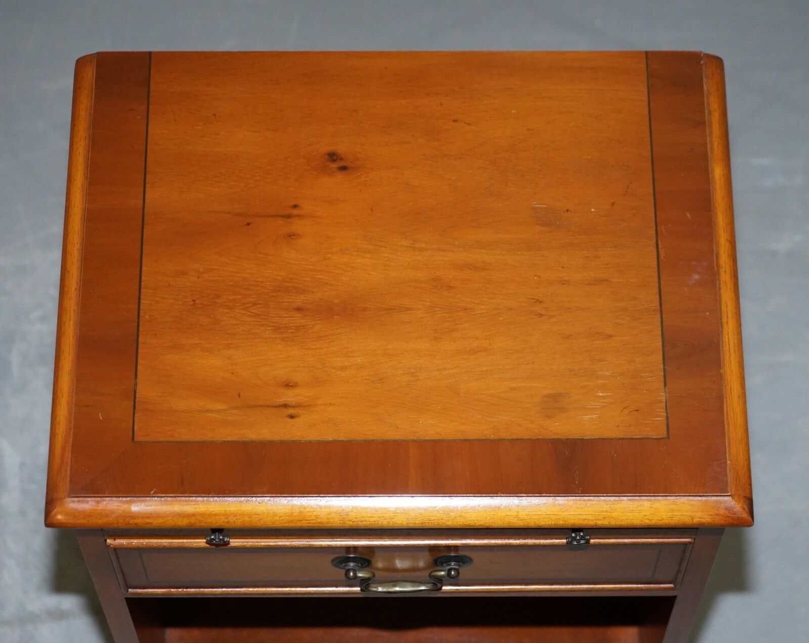 Pair Of Grange Paris Hand Made In France Cheery Wood Side End Lamp Wine Tables photo Furniture