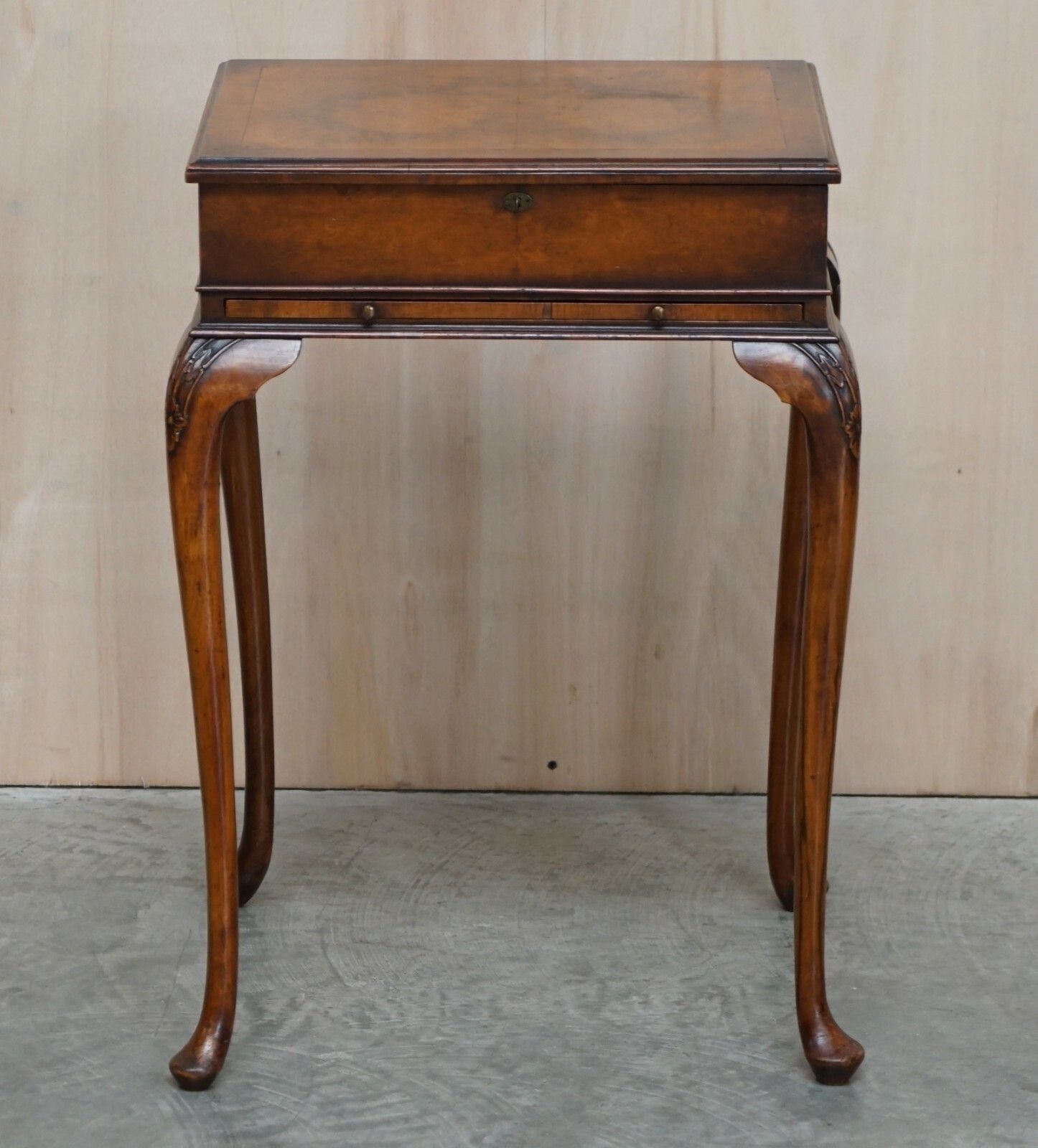 Exquisite Burr Walnut Jewellery Box Burr Walnut Side End Table With Glass Shelf photo for sale