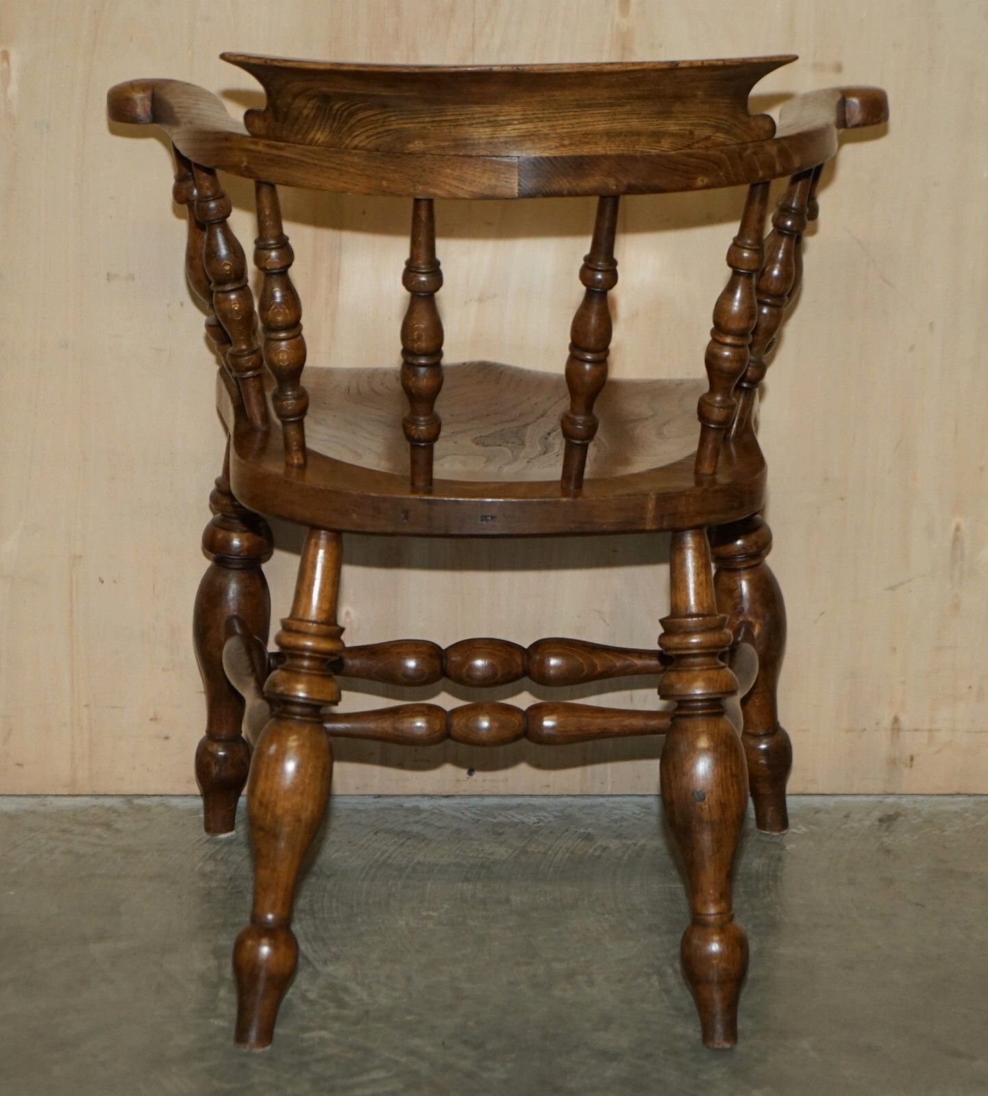 photo buy Stunning Patina Antique Edwardian Sold Elm Bow Back Smokers Captains Armchair