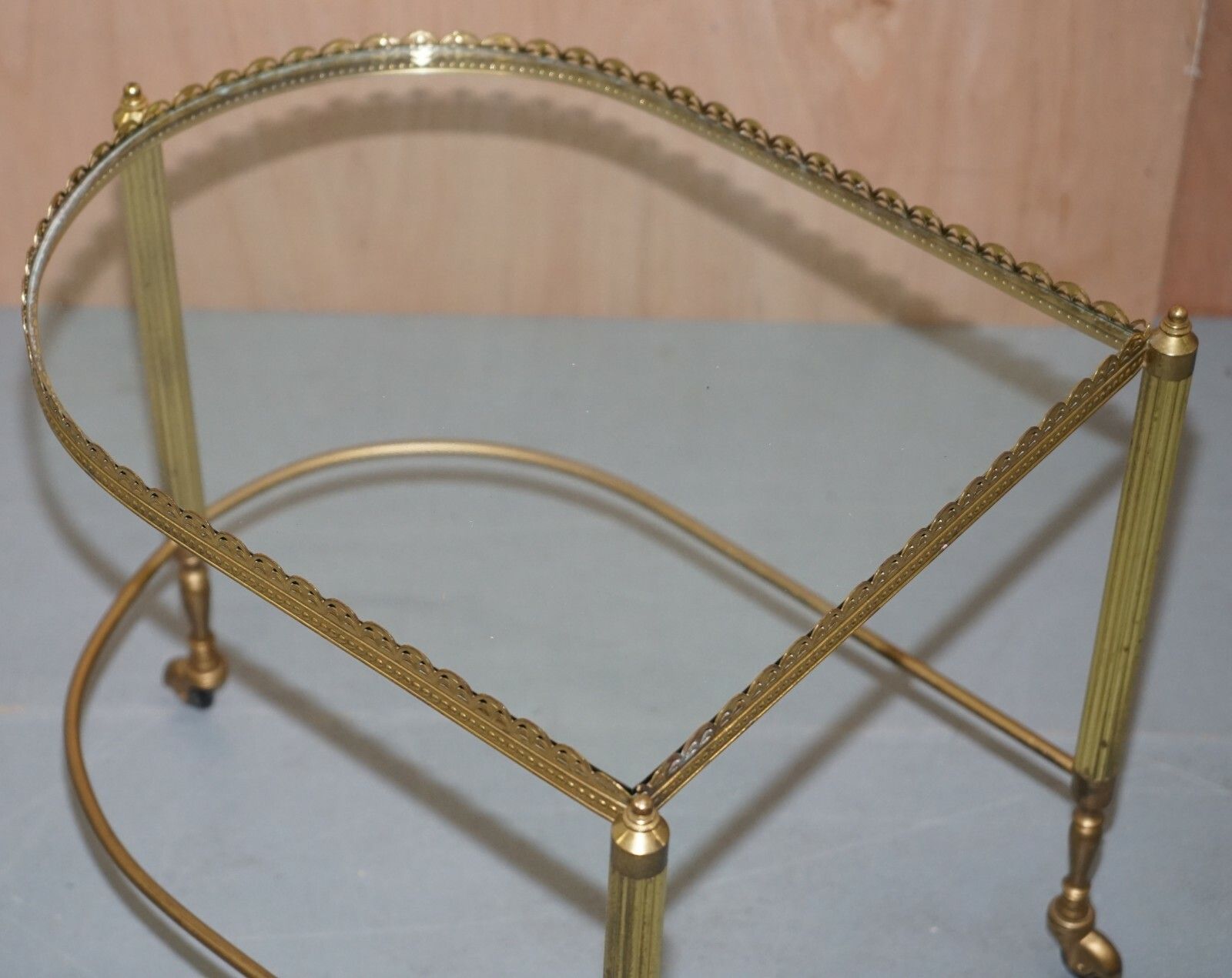 Nest Of Three Brass & Glass Trolley Tables By Maison Bagues France Mid Century photo Furniture