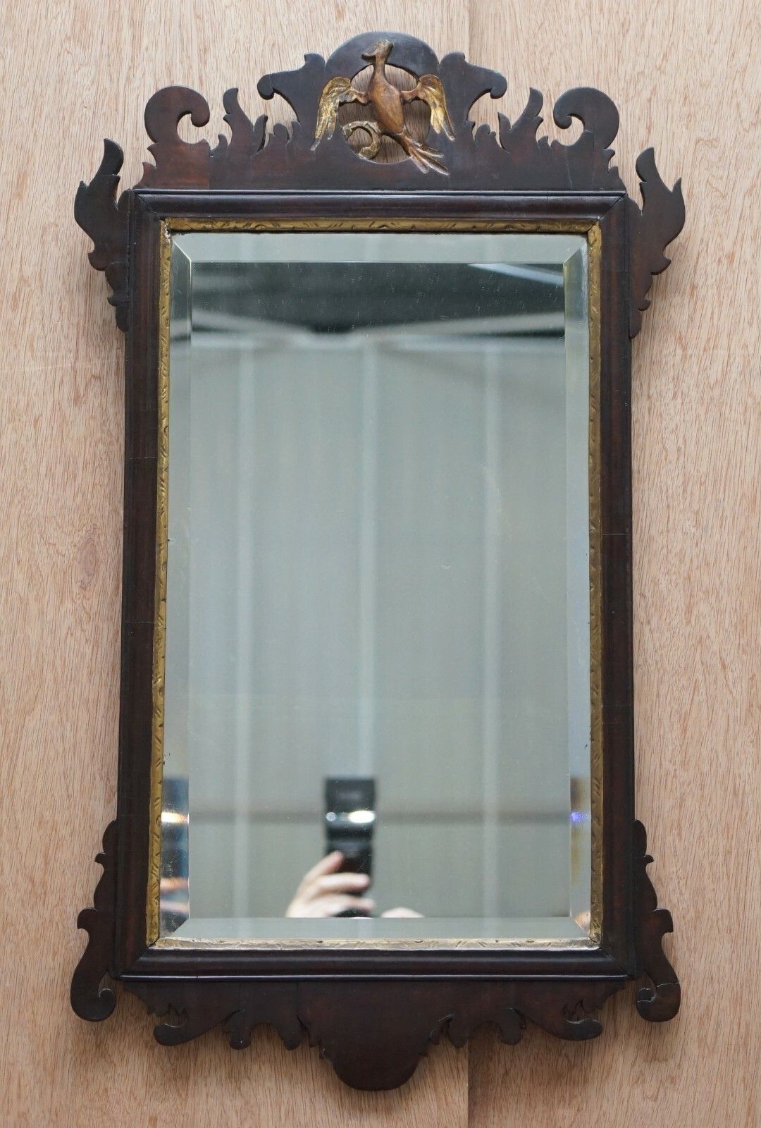 Stunning Georgian Circa 1760 Thomas Chippendale Phoenix Mirror Giltwood Mahogany photo furniture