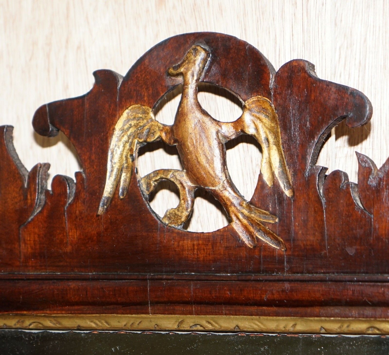 Stunning Georgian Circa 1760 Thomas Chippendale Phoenix Mirror Giltwood Mahogany photo 1350.0