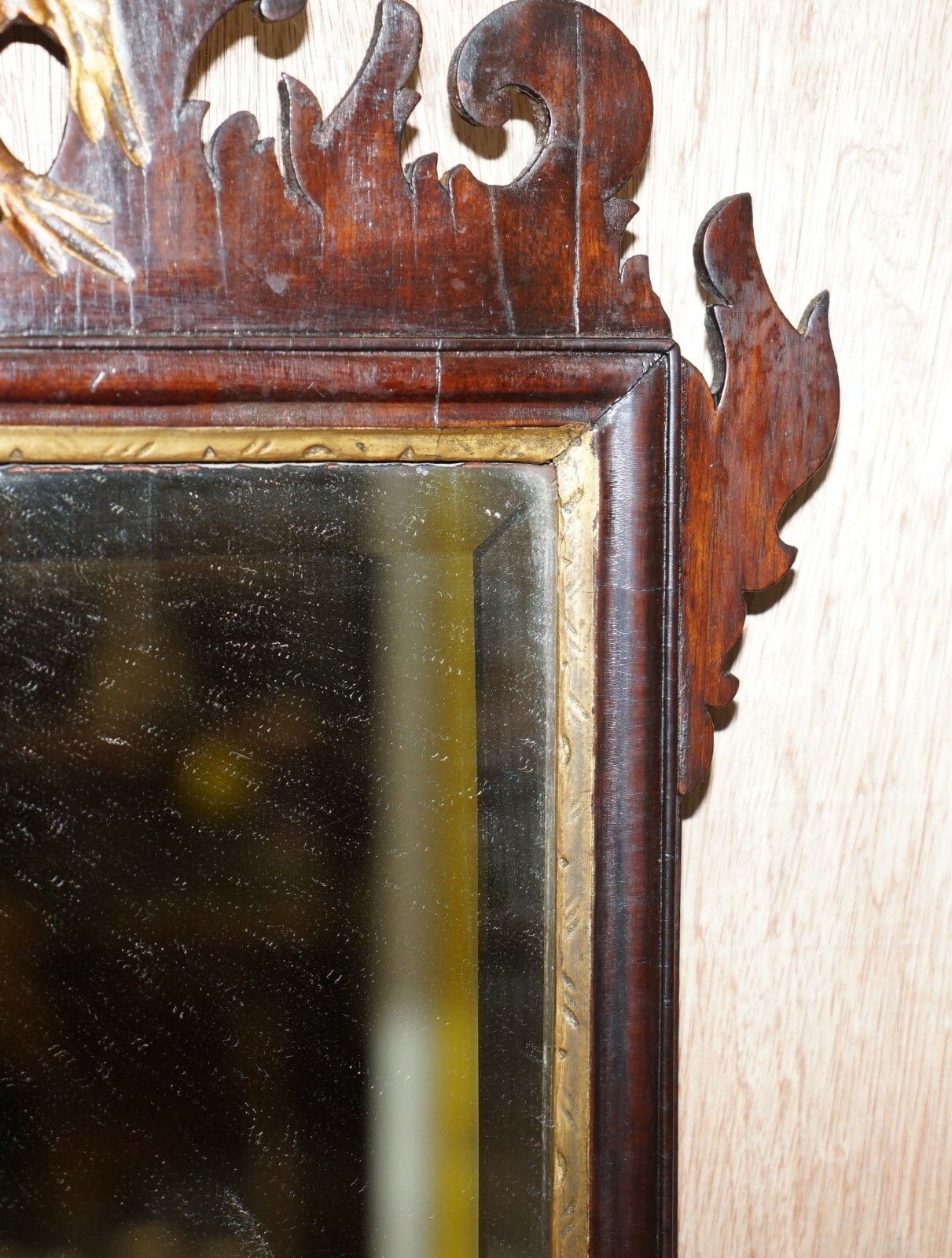 Stunning Georgian Circa 1760 Thomas Chippendale Phoenix Mirror Giltwood Mahogany photo vinterior