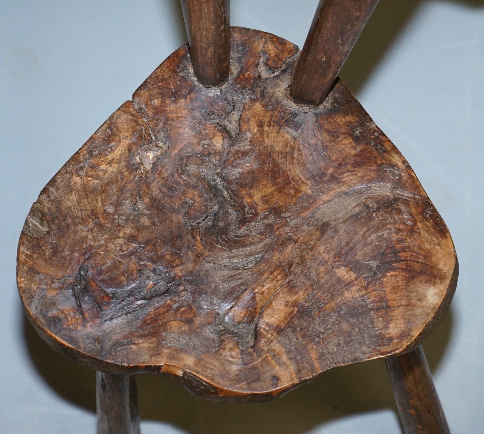 Rare Stunning Circa 1760 Burr Chestnut Small Hand Carved Primitive French Chair photo Furniture