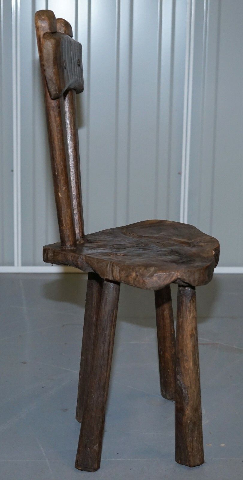 Rare Stunning Circa 1760 Burr Chestnut Small Hand Carved Primitive French Chair photo vintage