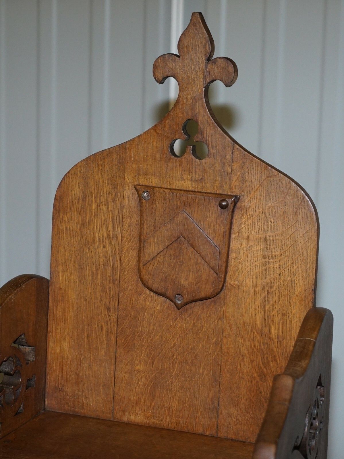 Original Criddle & Smith Stamped Victorian Walnut Gothic Revival Church Armchair photo Furniture