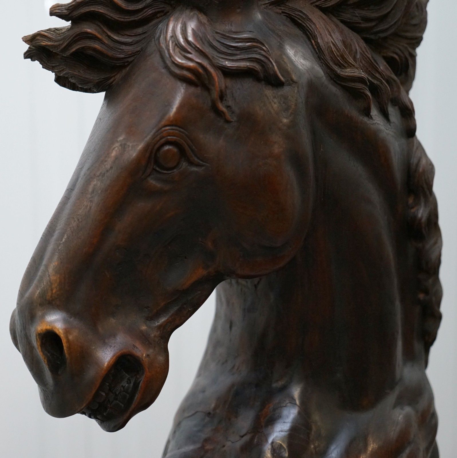 Art Stunning 160cm Tall Hand Carved Sculpture Of Rearing Horse And Foal Must See! photo