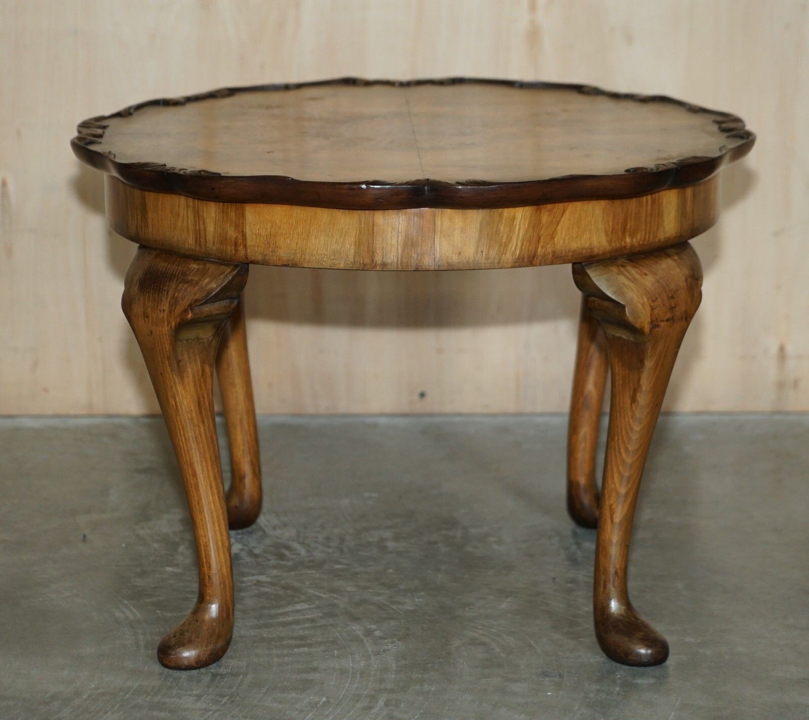 Exquisitely Hand Carved  Burr Walnut Coffee Cocktail Table Cabriole Legs photo for sale