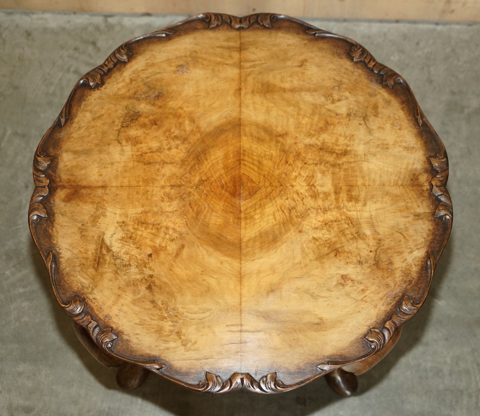 Exquisitely Hand Carved  Burr Walnut Coffee Cocktail Table Cabriole Legs photo 1350.0