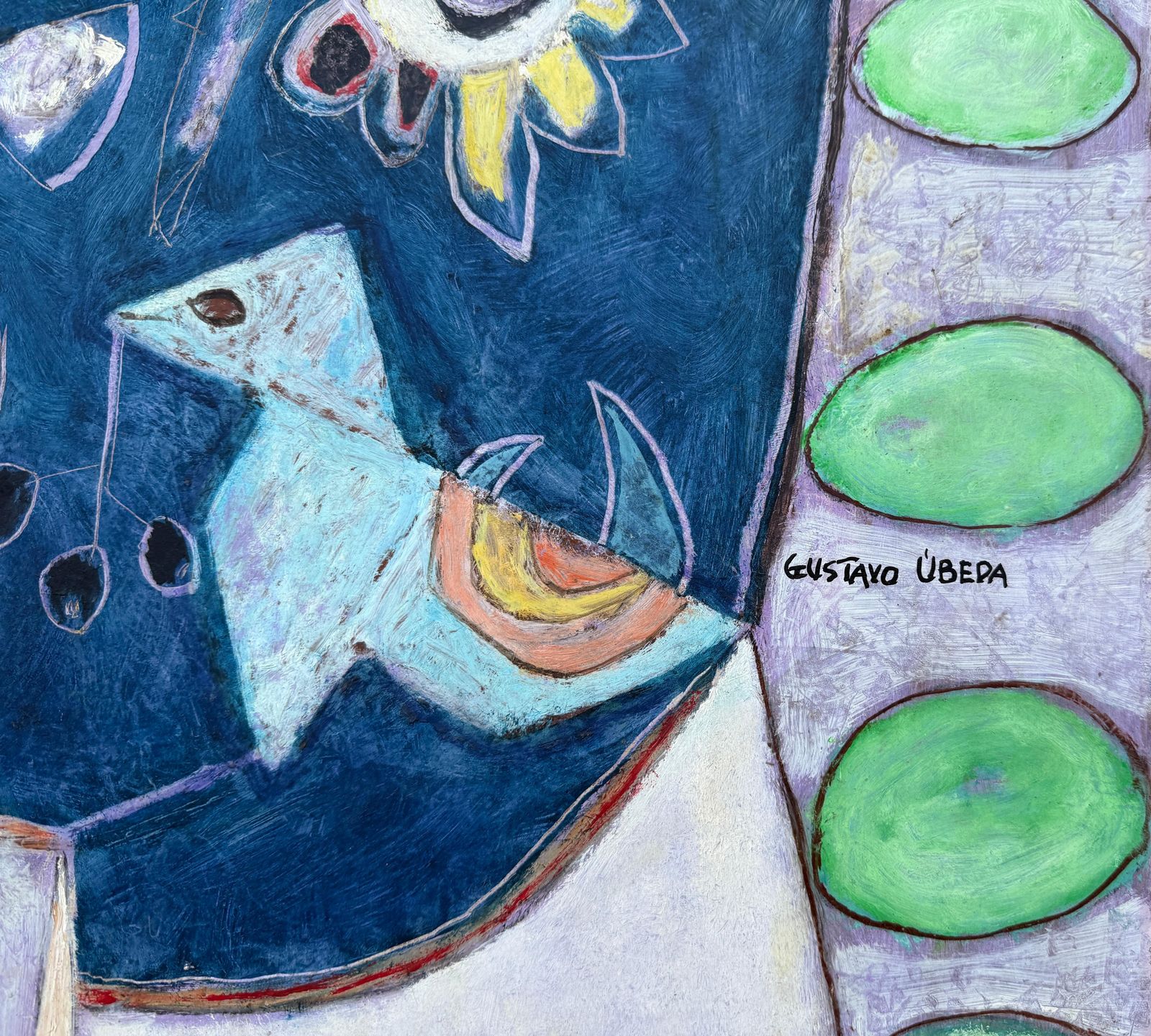 Gustavo Ubeda Echoes Of Picasso Oil On Panel Painting Surrealism C.1970 photo furniture