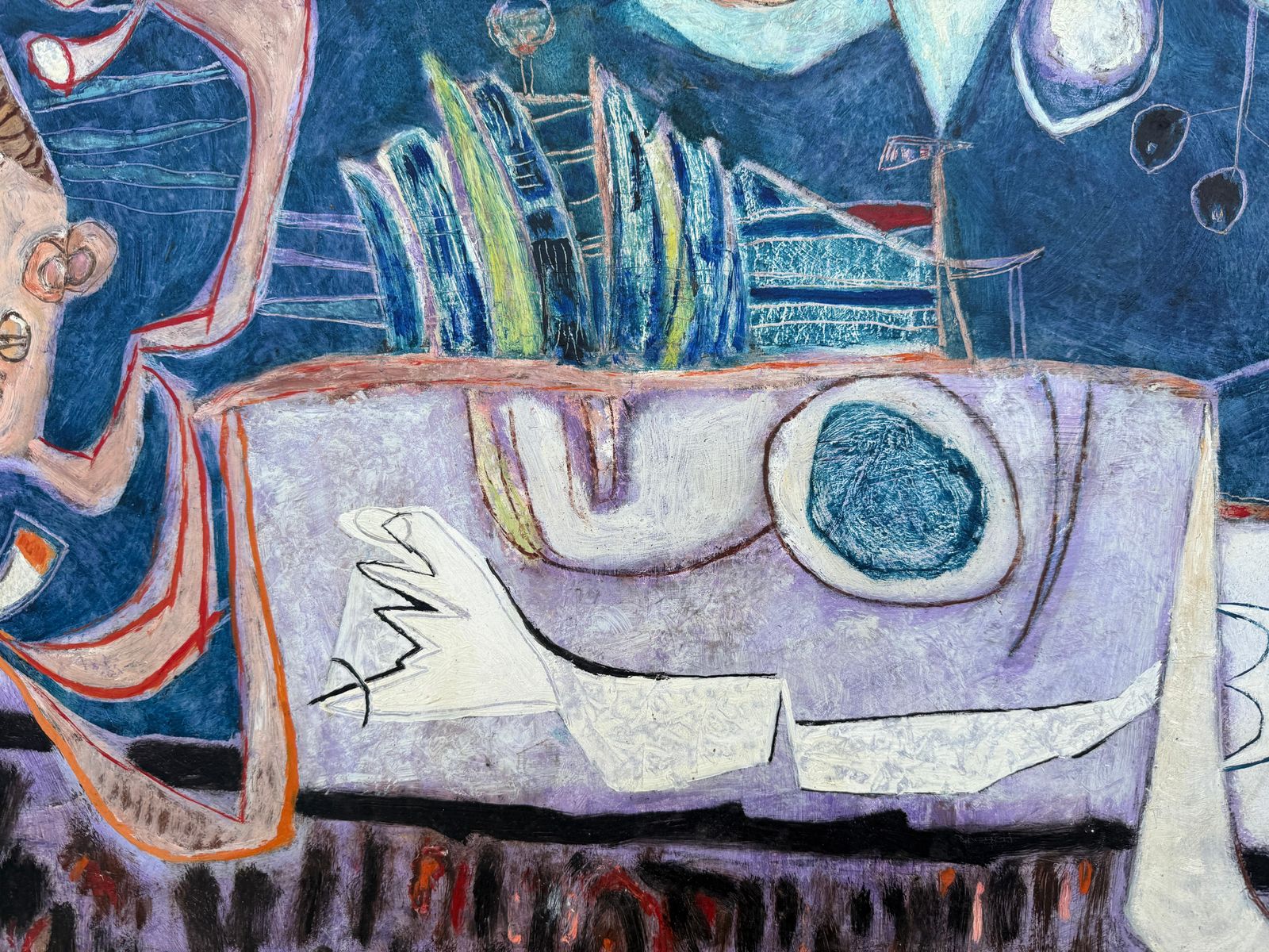Gustavo Ubeda Echoes Of Picasso Oil On Panel Painting Surrealism C.1970 photo Art