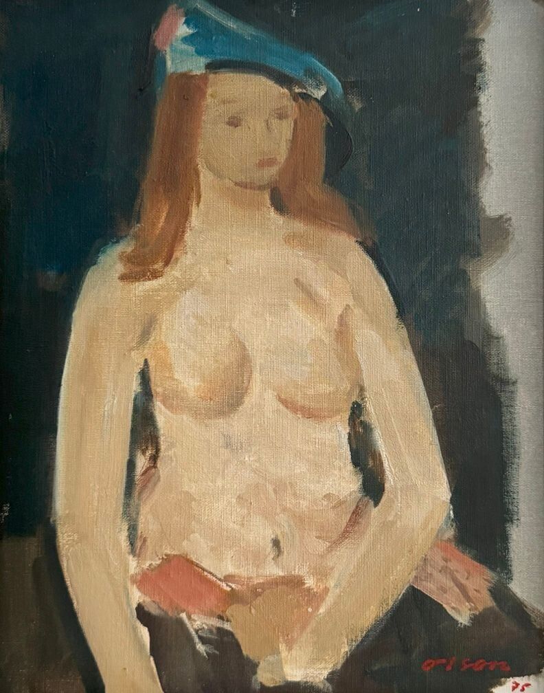 'Nude In A Blue Bonnet, 1975' By Ove Olson photo furniture