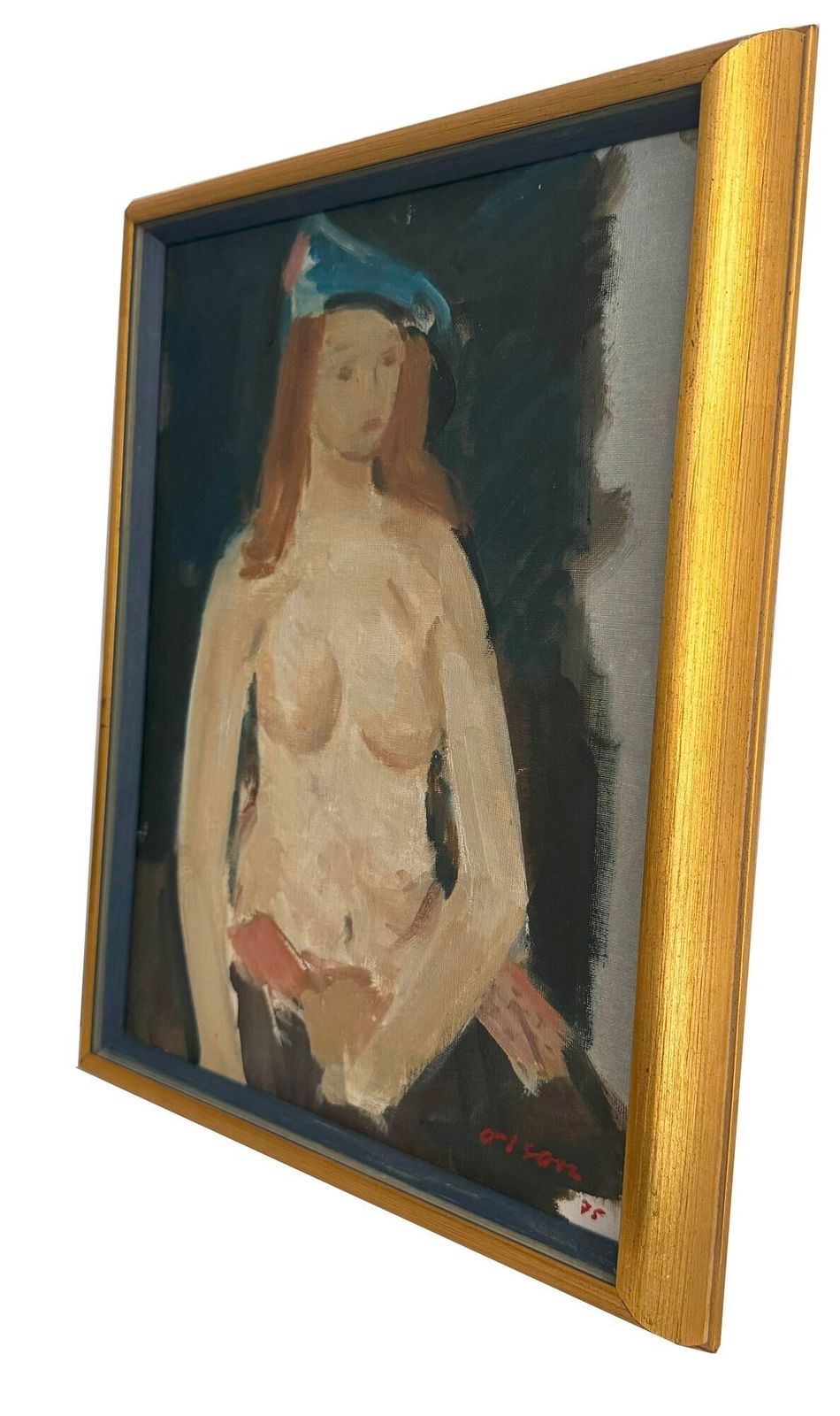 'Nude In A Blue Bonnet, 1975' By Ove Olson photo for sale