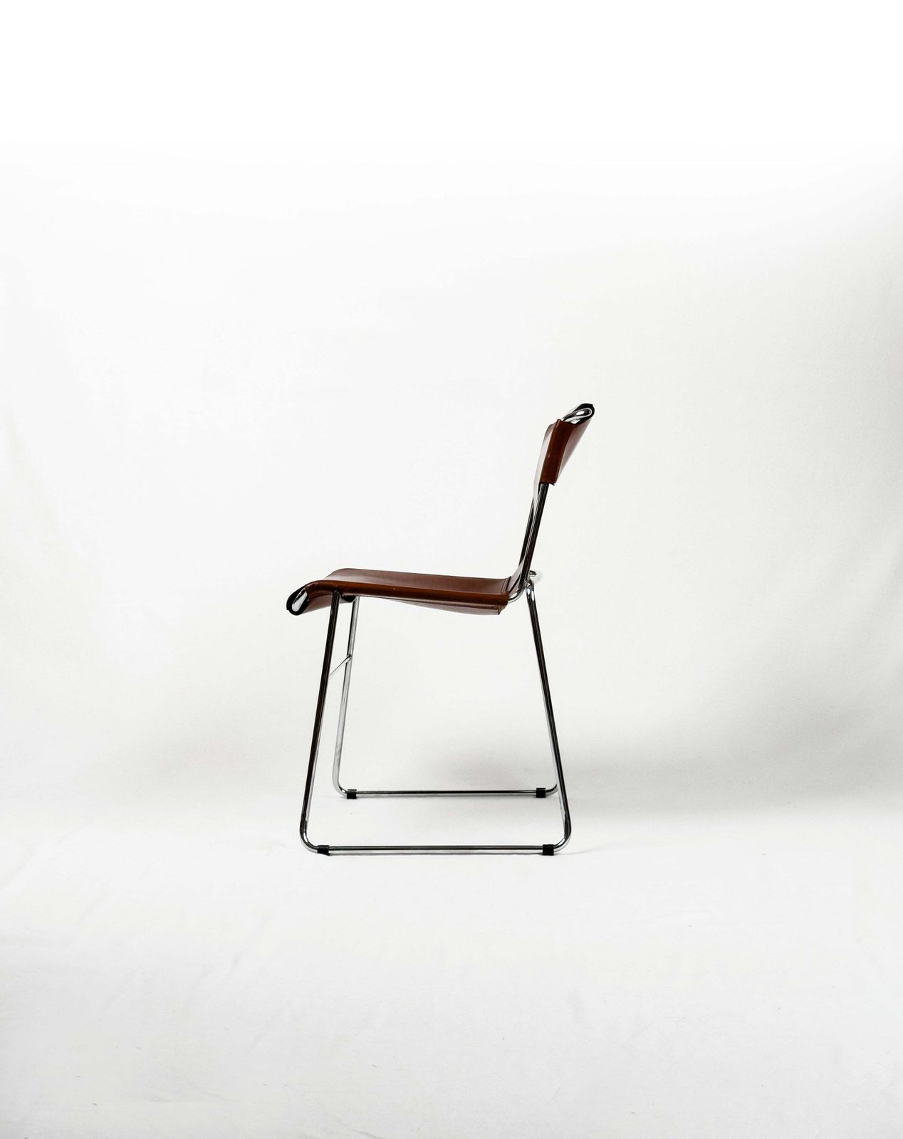 Set Of 4 Vintage Italian Chrome & Leather Chairs 1970s photo Furniture