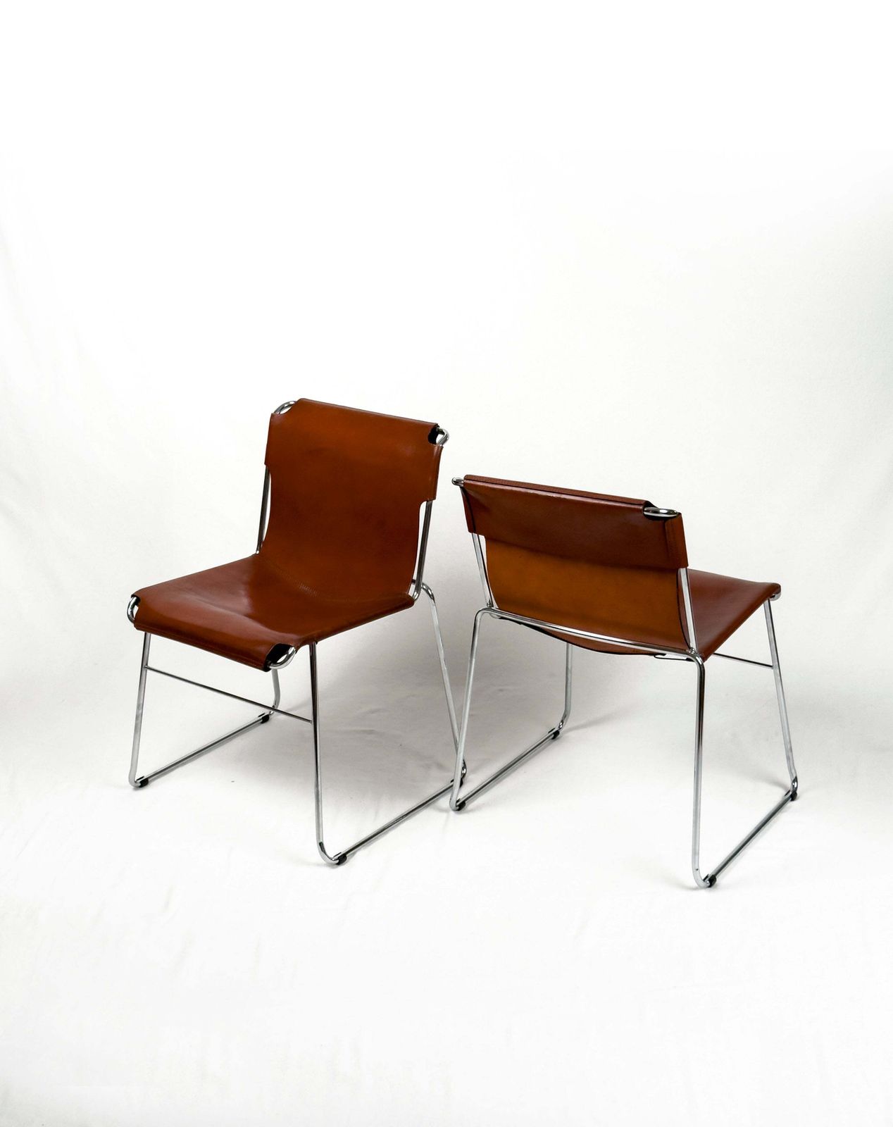 Set Of 4 Vintage Italian Chrome & Leather Chairs 1970s photo vinterior
