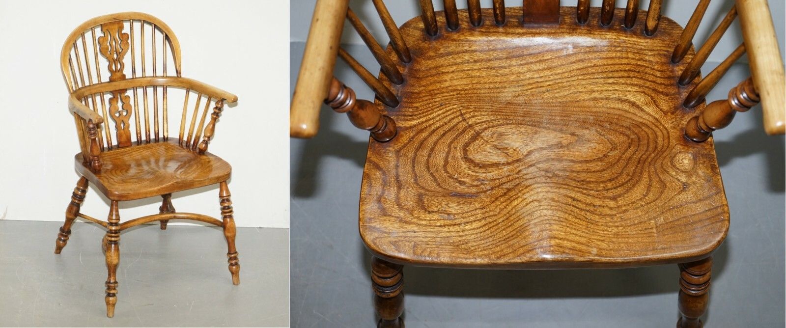English Classic Antique Victorian 19th Century Elm Hoop Back Windsor Armchair photo furniture