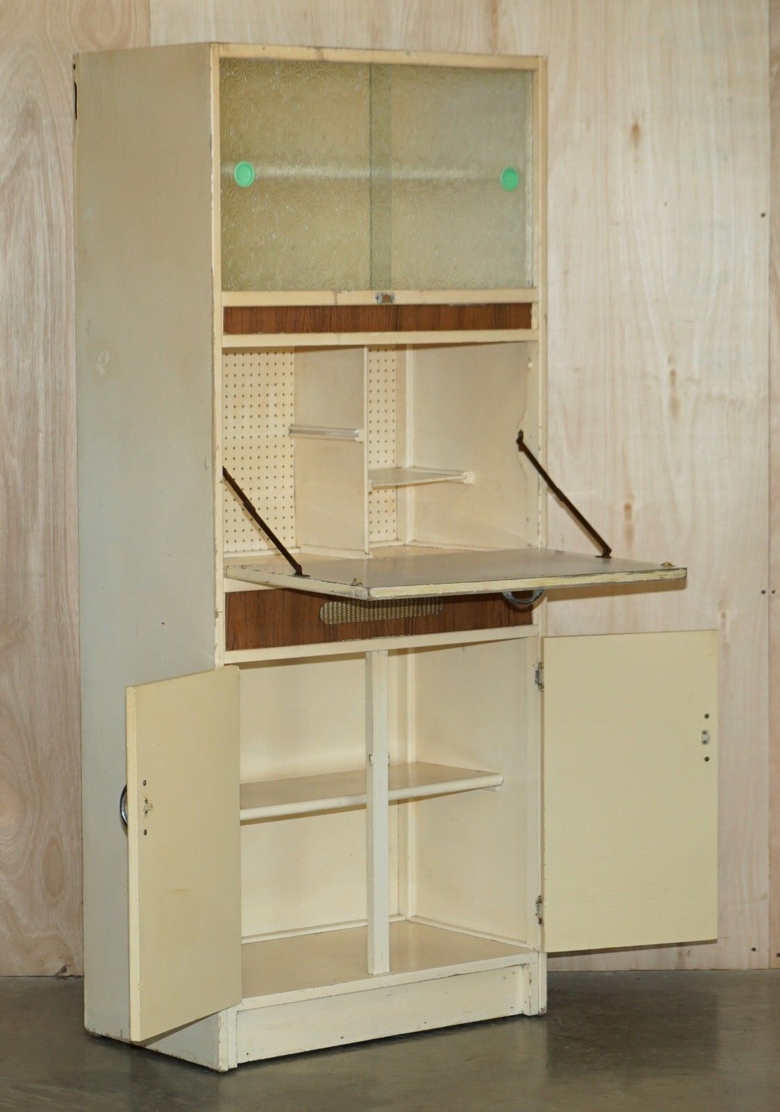 1350.0 Cool Retro Original 1950's English Kitchen Habberdashery Larda Cupboard Cabinet photo