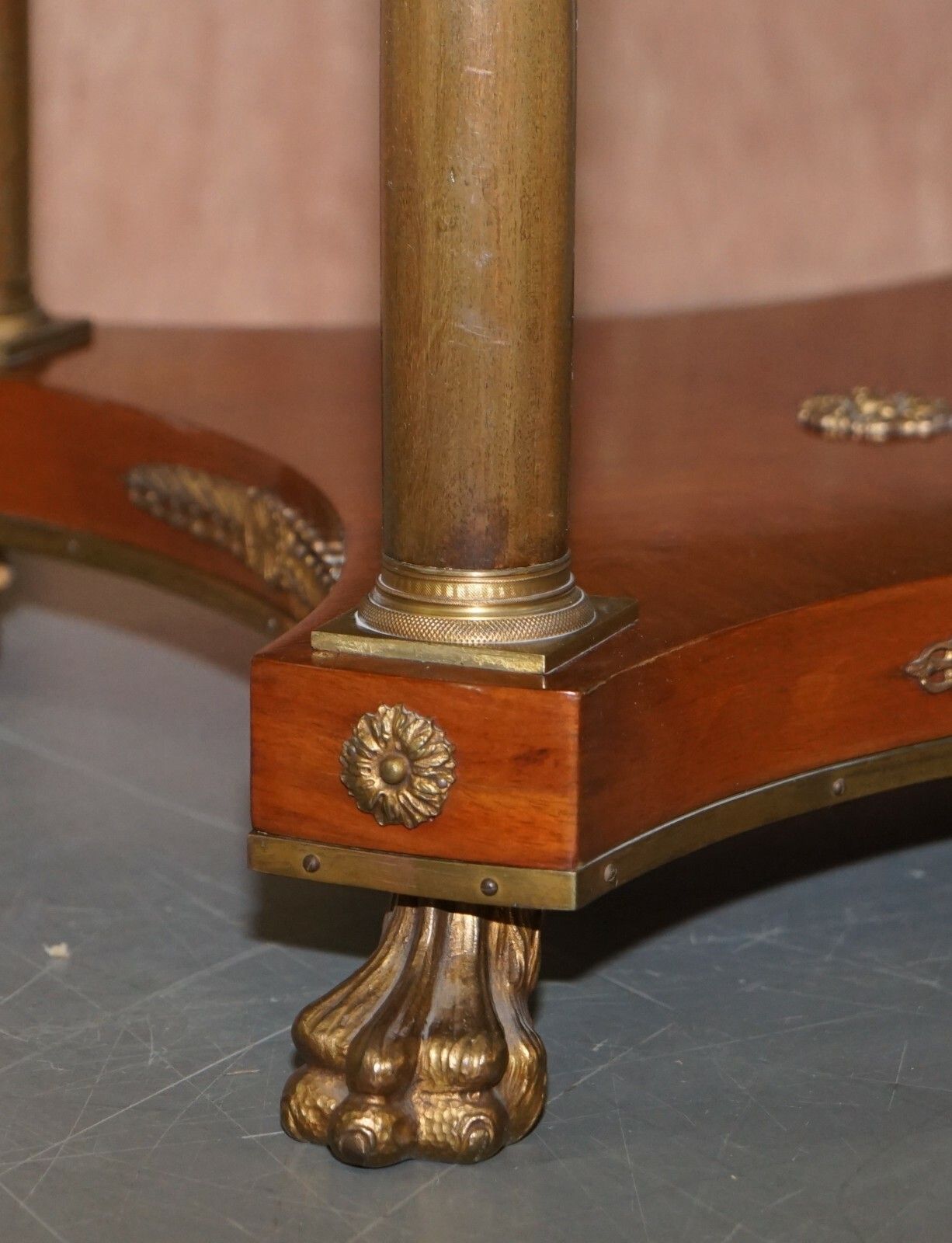 1350.0 Large Occasional Side Lamp Wine Table Patinated Bronze Fixtures Lion Paw Feet photo