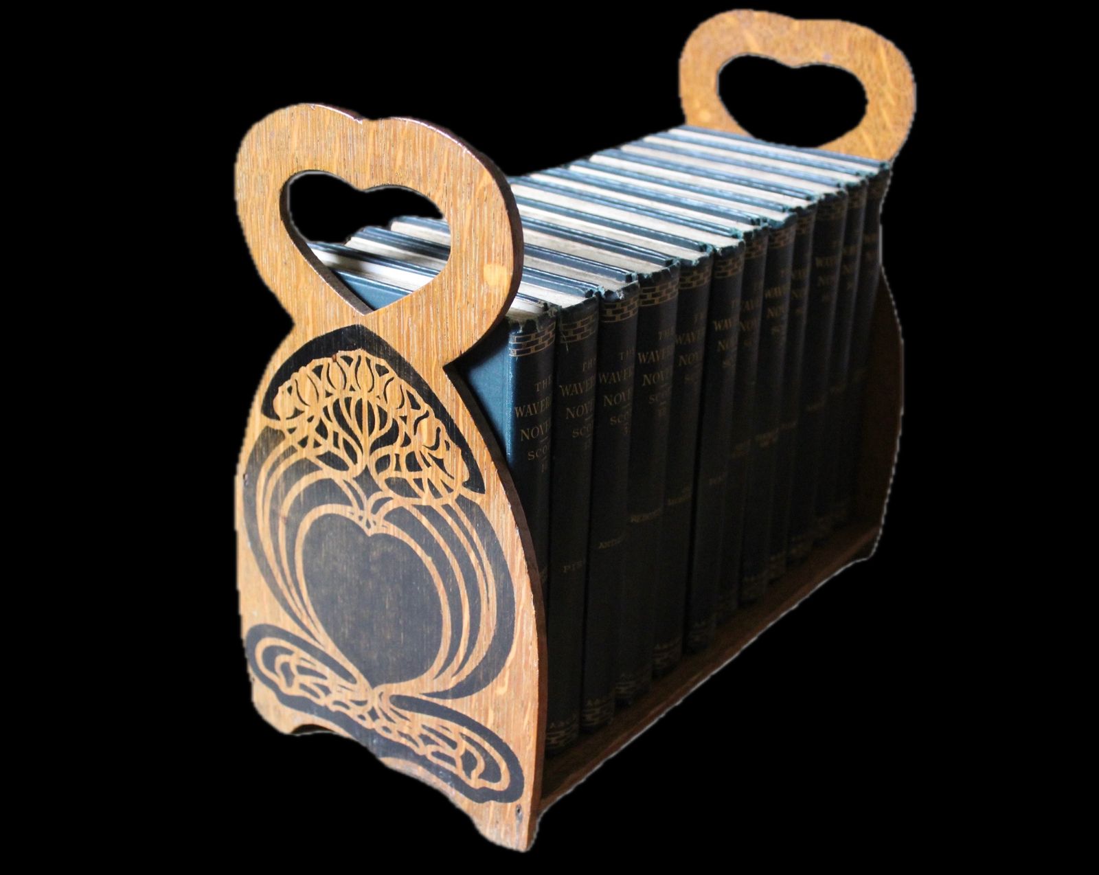 Arts And Crafts Stencilled Book Trough In Oak photo buy