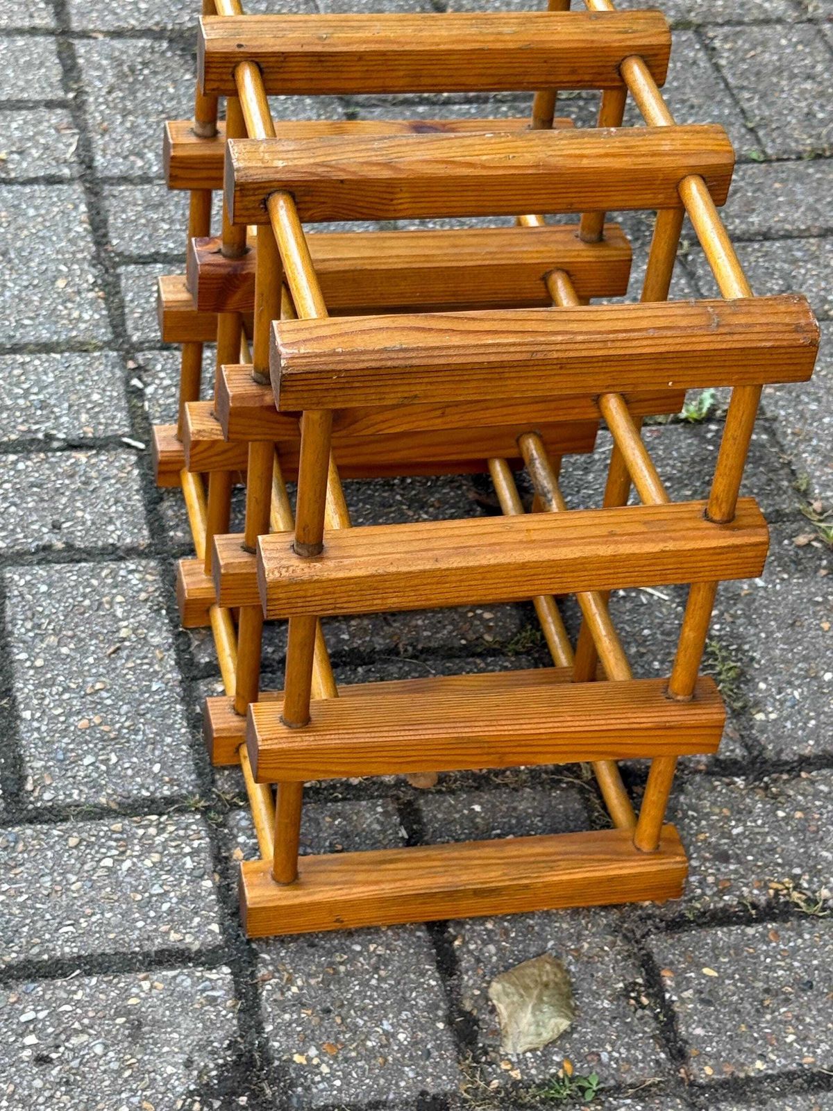 Vintage 1970s Pine Wine Rack – Rustic 9 Bottle Wooden Storage Holder – Retro Mid Century Kitchen Or Home Bar Decor photo 85.0