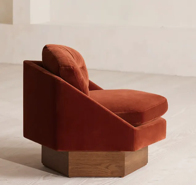 Soho Home Mila Armchair – Rust Velvet With Swivel Base photo furniture