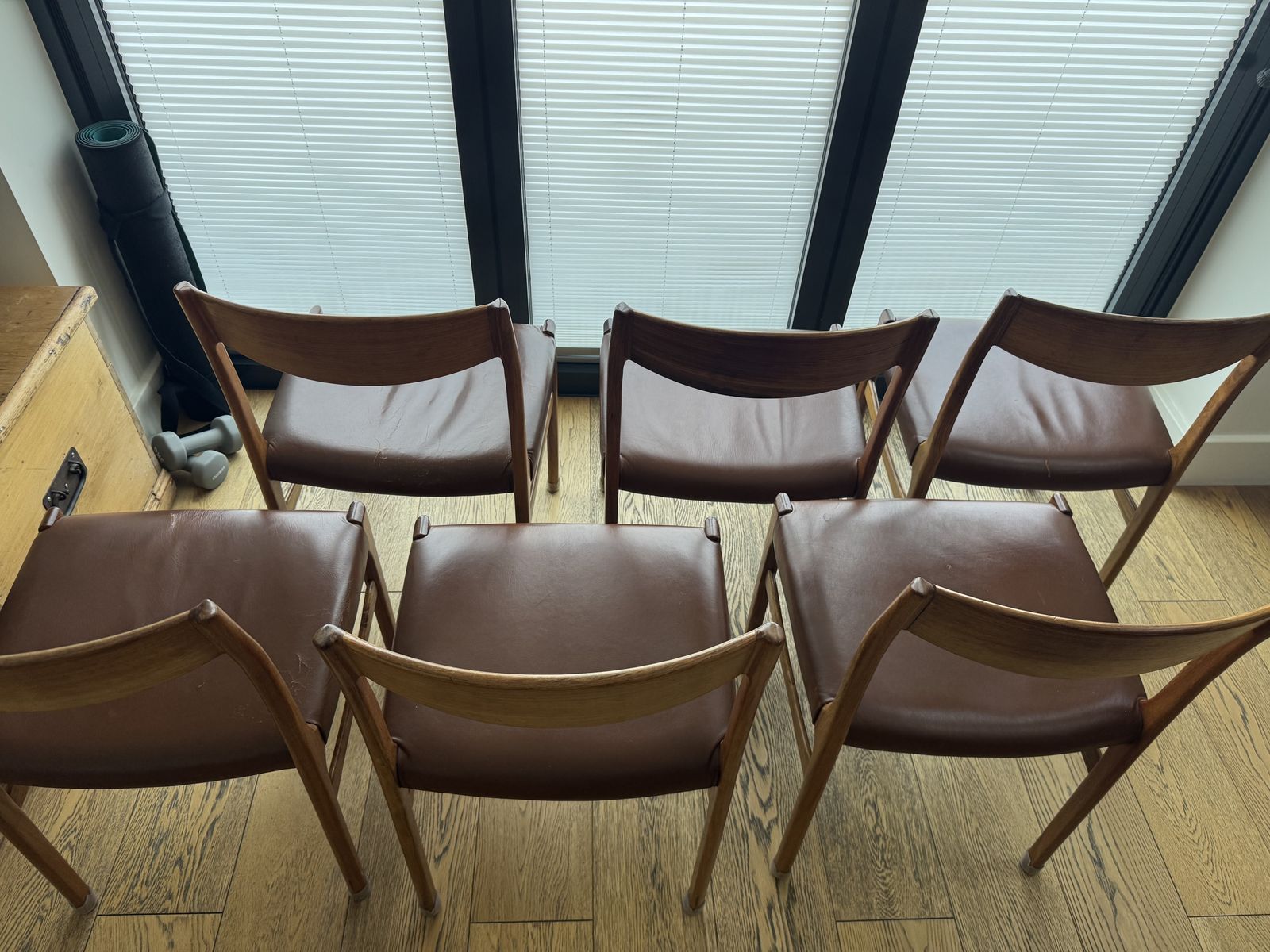 6 Rosewood And Leather Dining Chairs. 1960's Danish Glyngore Stolefabrik