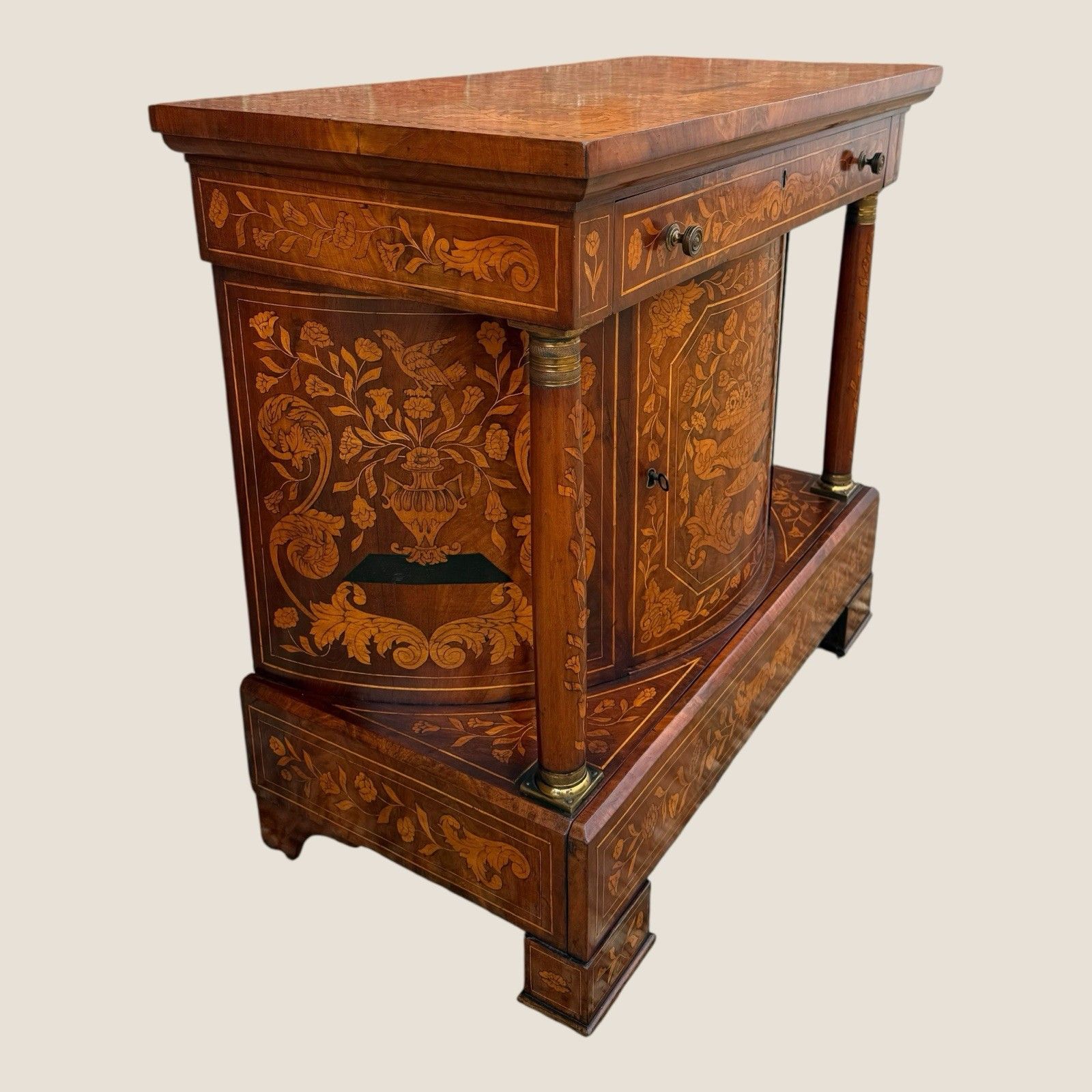 Antique 18th Century Dutch Marquetry Mahogany Console Wall Table Cabinet photo vinterior