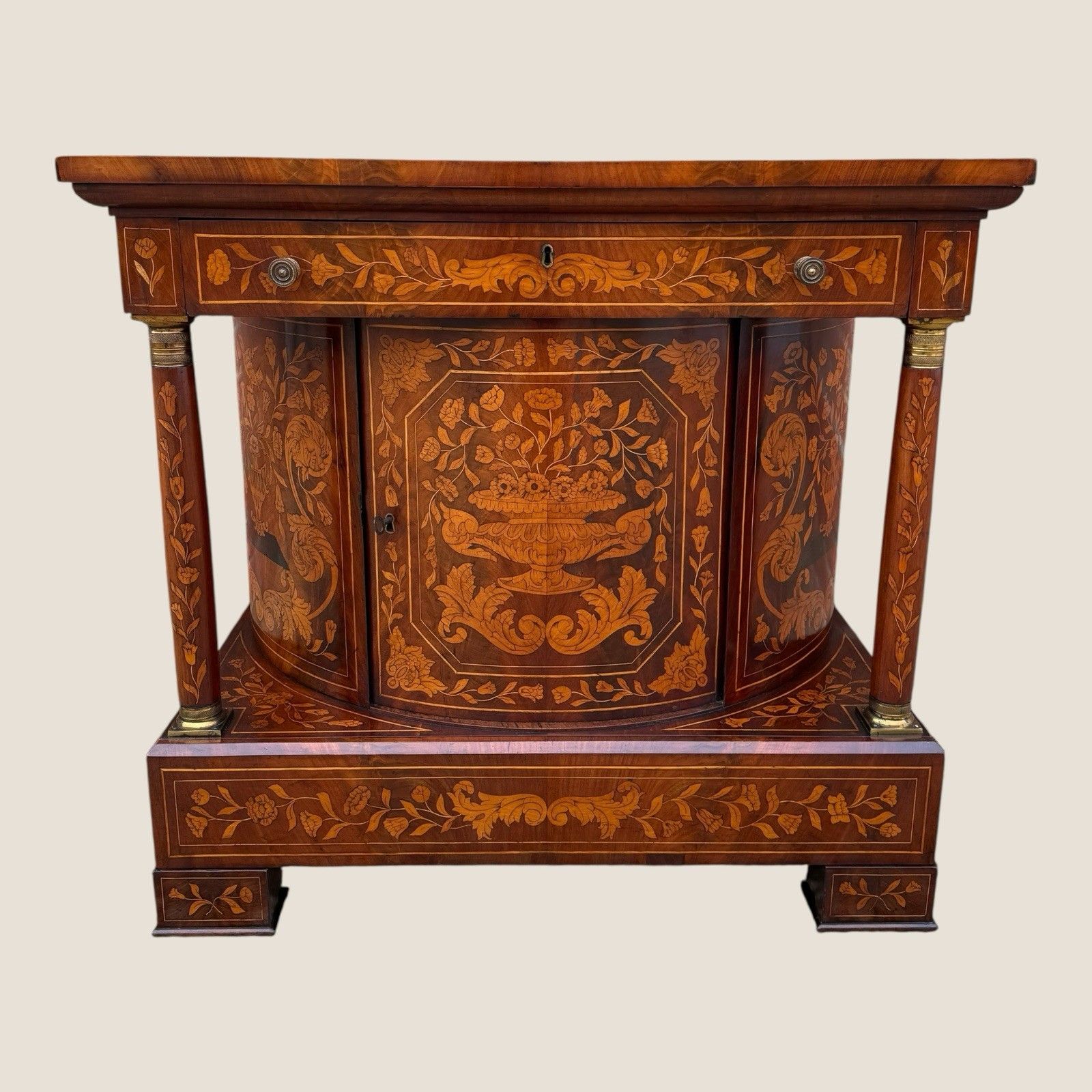 Antique 18th Century Dutch Marquetry Mahogany Console Wall Table Cabinet photo vintage