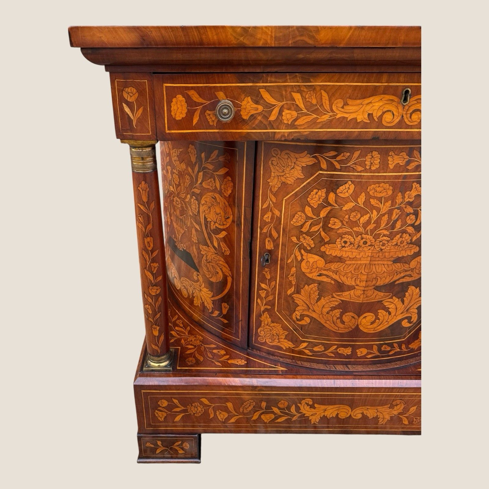 photo for sale Antique 18th Century Dutch Marquetry Mahogany Console Wall Table Cabinet