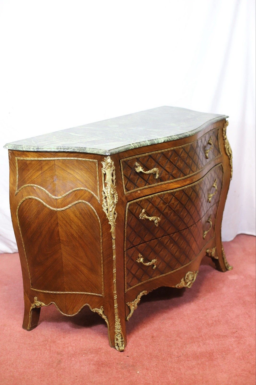Lovely Louis XV Style Chest Of Three Drawers & Marble Top photo vintage
