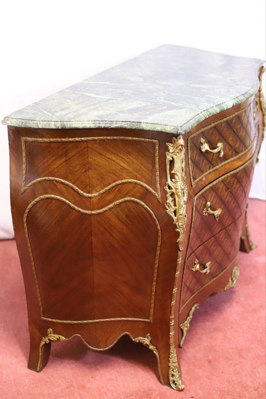 Furniture Lovely Louis XV Style Chest Of Three Drawers & Marble Top photo