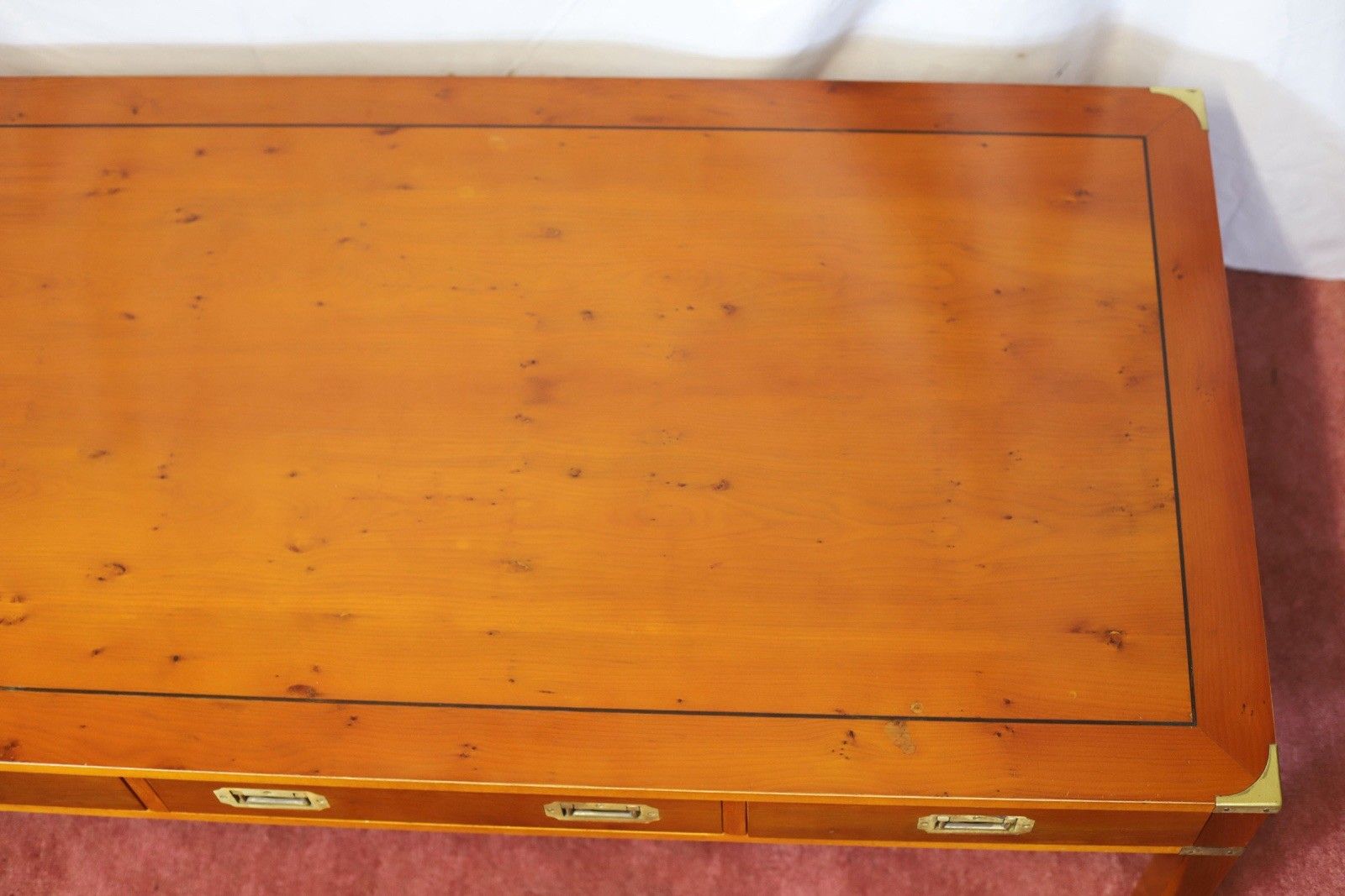 595.0 Lovely 1960 Yew Wood Military Campaign Style Coffee Table photo