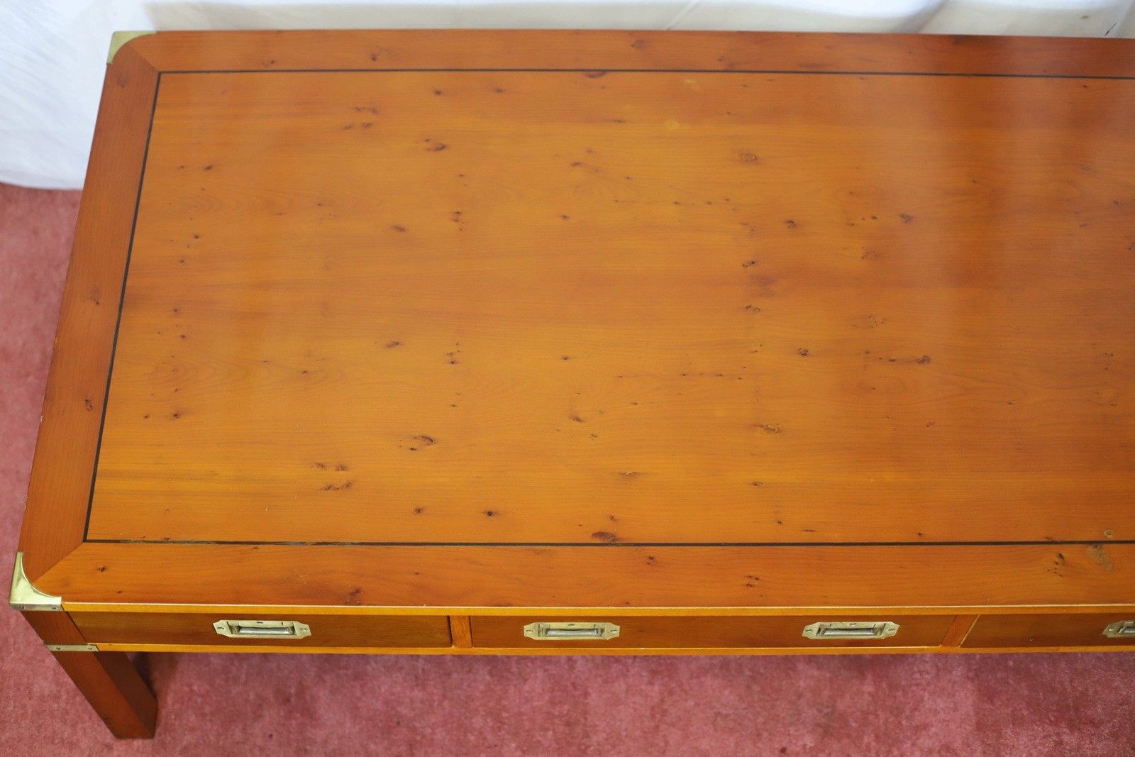 photo vinterior Lovely 1960 Yew Wood Military Campaign Style Coffee Table