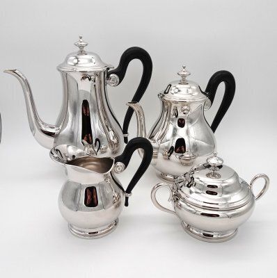 Antique Silver Plated Coffee Service With Tray By Otto Wiskemann, 1940s, Set Of 5 photo 1093.0