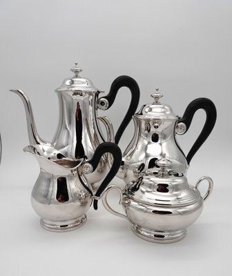 photo furniture Antique Silver Plated Coffee Service With Tray By Otto Wiskemann, 1940s, Set Of 5